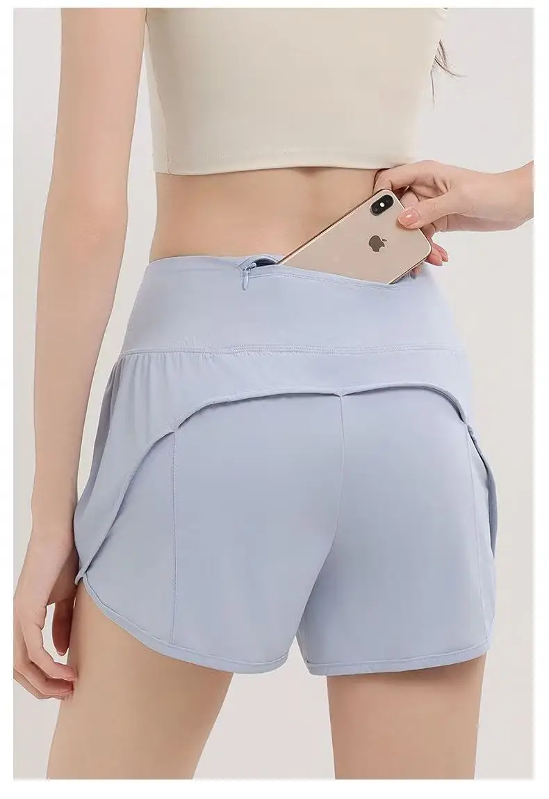 Sommer-Schnelltrocknende Sport-Shorts, locker und schlankmachend, Anti-Exposure, für Laufen, Fitnessstudio, Training, Yoga, Fitness, Dreiviertelhose, dünn – Detail 9