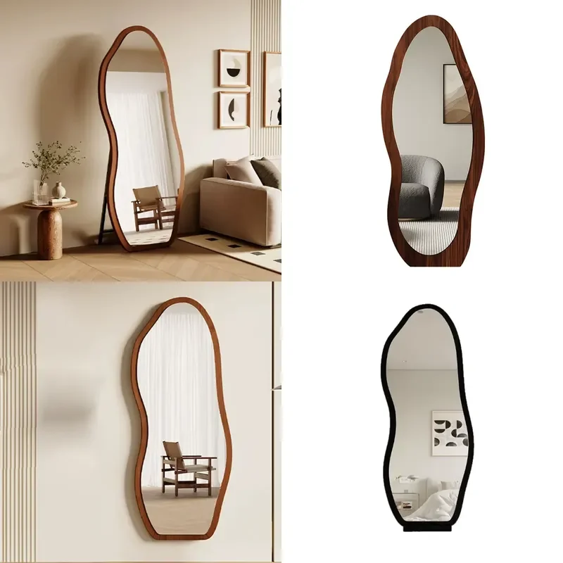 Large Wave Decor Full Length Mirror Glass Wall Mounted or Floor Standing for Bathroom Bedroom Living Room Home Party