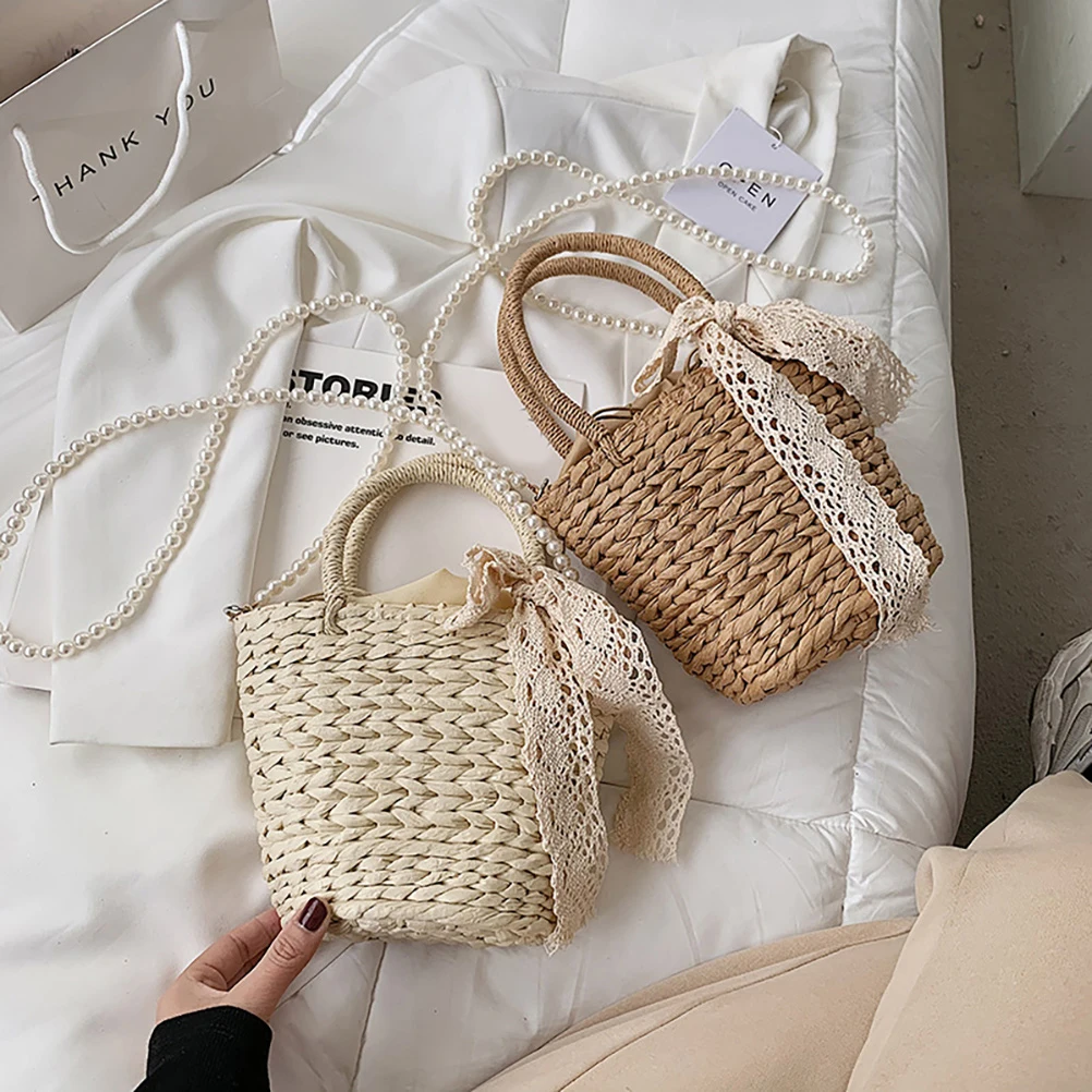 

1Pcs Fashion Bag Women's Summer Beach Woven Shoulder Crossbody Bag Strong Wear Resistant Portable Handbag for Shopping Party