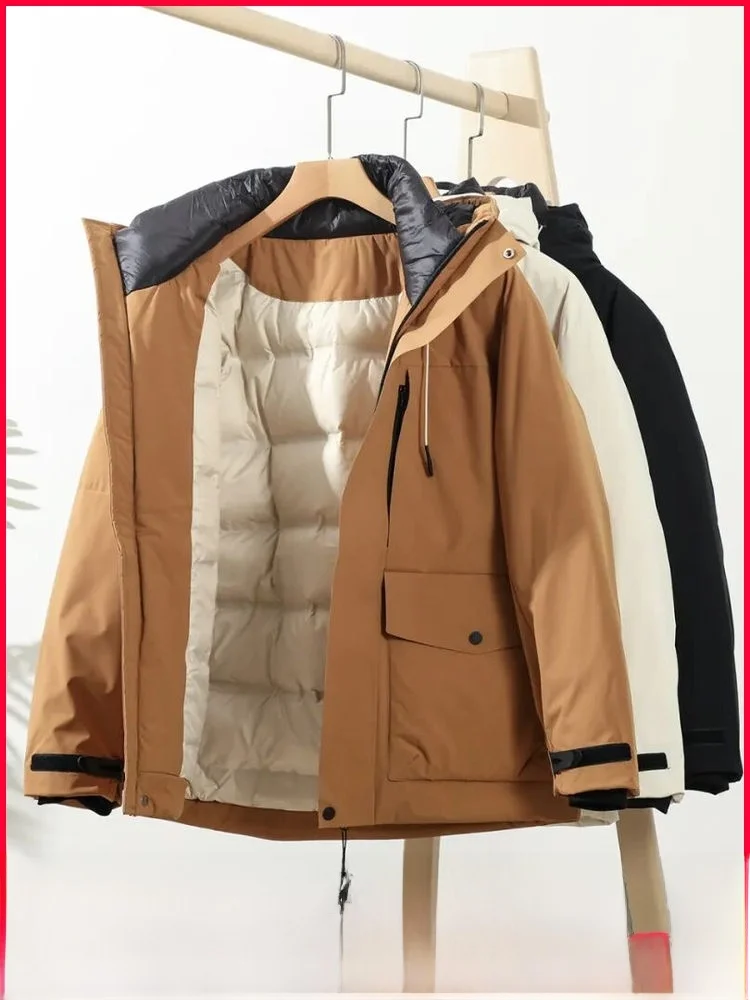 High-End Feeling 90Du Down Wärmeerhaltung Kapuze Herren Winterjaet Wasserdicht Winddicht Polyesterfaser Reißverschluss Sle