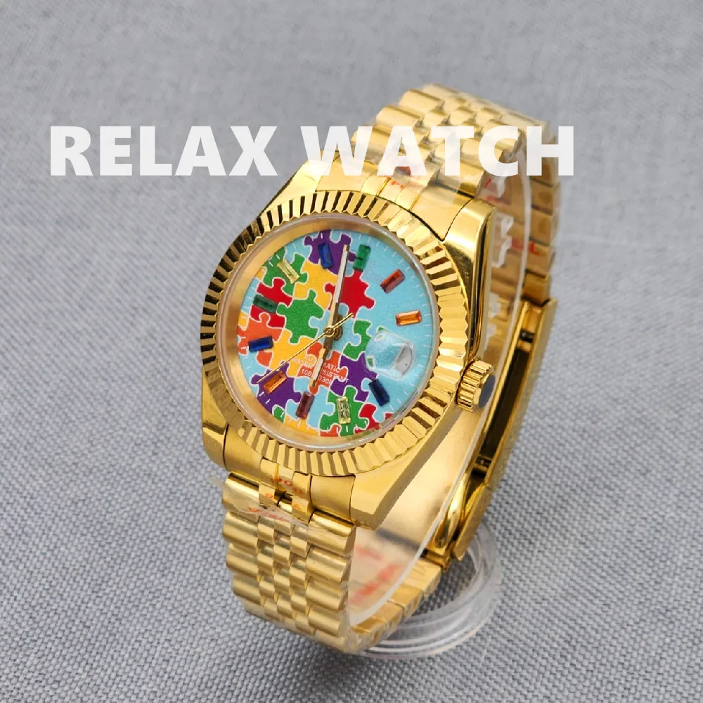 36mm 39mm Sapphire Glass PVD Gold Log Style Stainless Steel Watch Japanese Nh35 Automatic Mechanical Movement N1