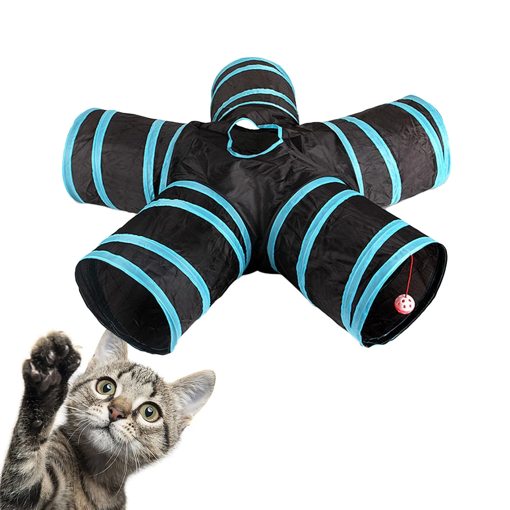 

1Pcs Foldable Pet 5 Way Tunnel Durable for Cats Dogs Guinea Pigs Rabbits Crinkle Play Entertainment