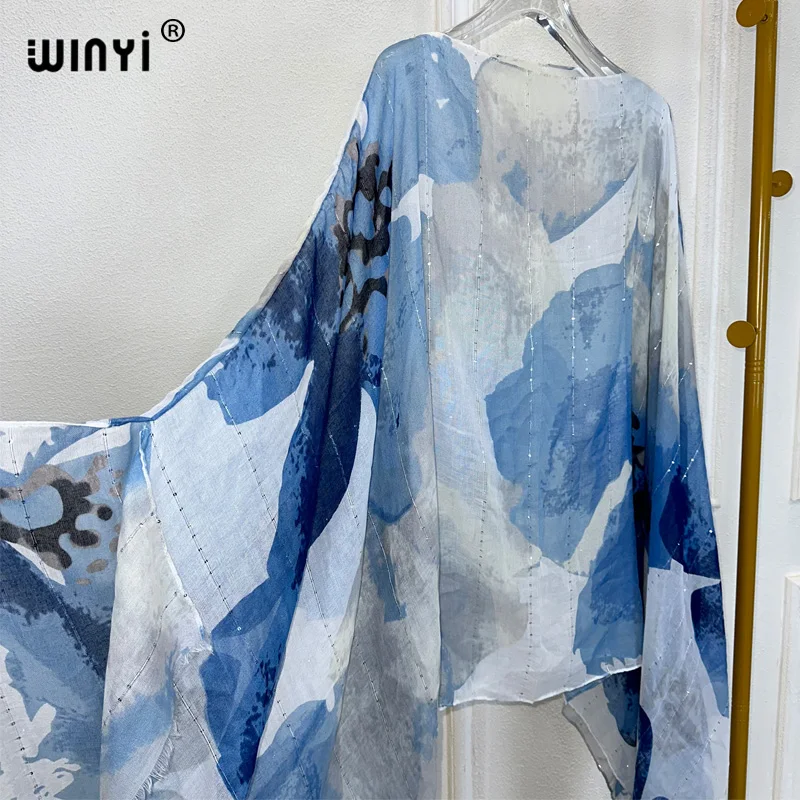 WINYI Africa beach dress Perspective sexy dress Women Sequin luxury robe Middle East Female kaftan abayas dubai luxury cover up