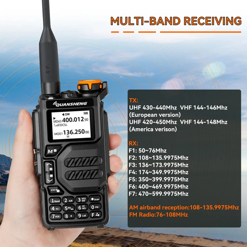 

Quansheng Uv K5 Long Range Air Dual-Band 2-Way Radio 5W High Power 1600Mah Portable 200 Channel Free Tpye-C Cable