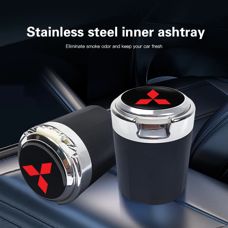 Car Ashtray Portable Ashtray Cup With LED Light Auto Interiors For Mitsubishi Eclipse Lancer Outlander Pajero ASX Colt I200 Star