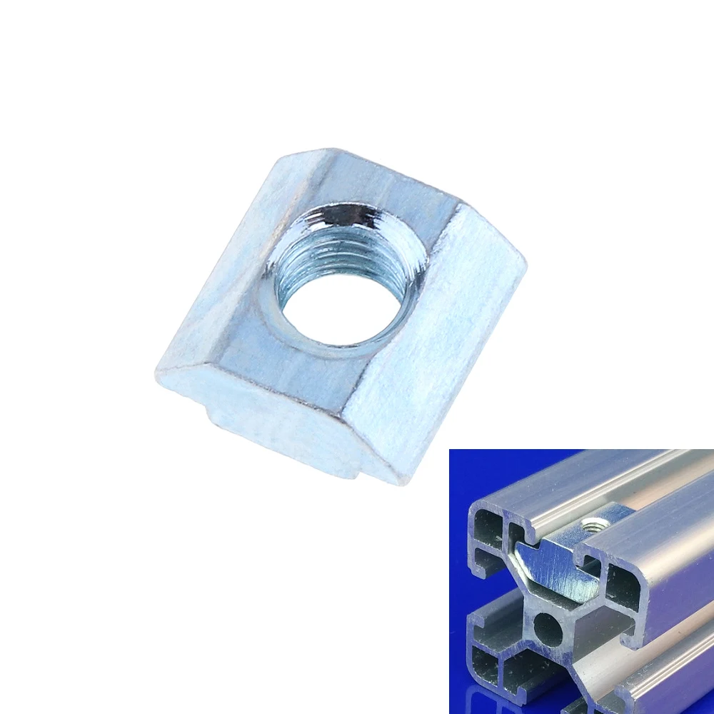 

1pc 2020 Quadrilateral Slider Nut with Screw Holes High Galvanized Surface European Standard for Connecting Profile Accessories