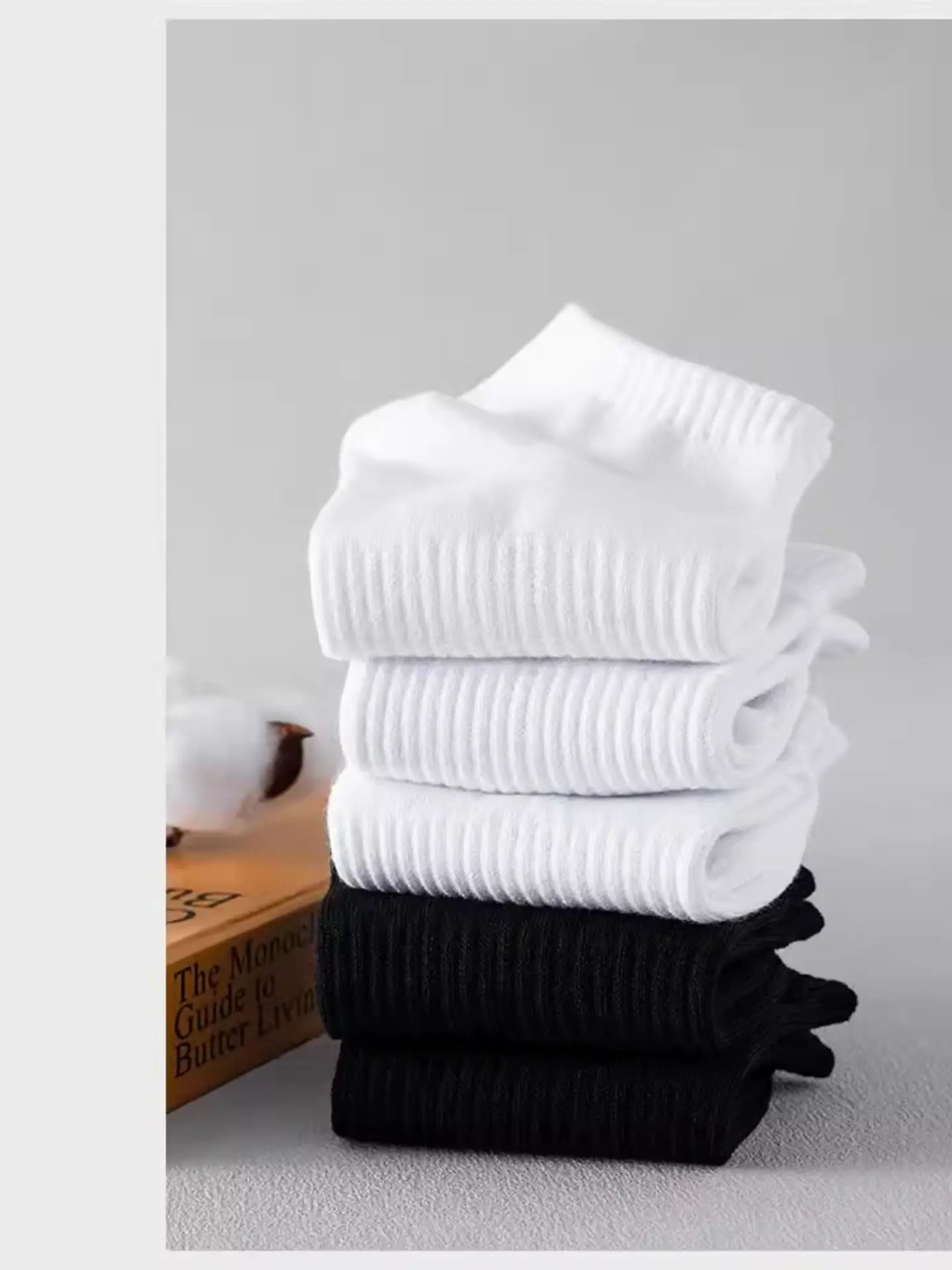 Schwarz-weiße Socken, dünne Socken, rutschfeste Bootsocken, Freizeitsocken, vielseitig einsetzbar