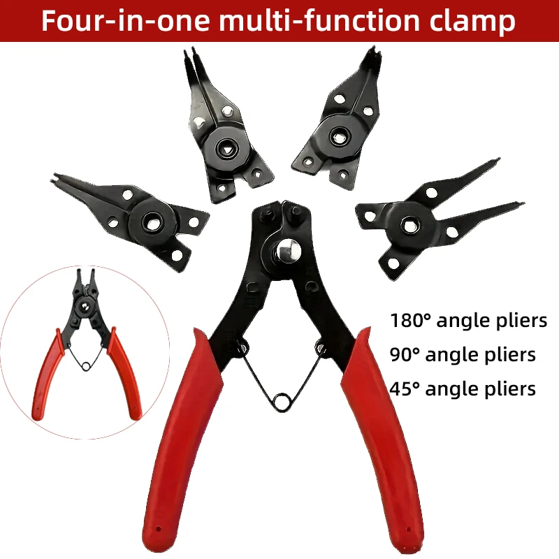 4-in-1 Sicherungsringzange Set Sicherungsringzange Multi Crimp Abnehmbarer Zangenkopf Haltesicherungsringzange Handwerkzeuge Multifunktional