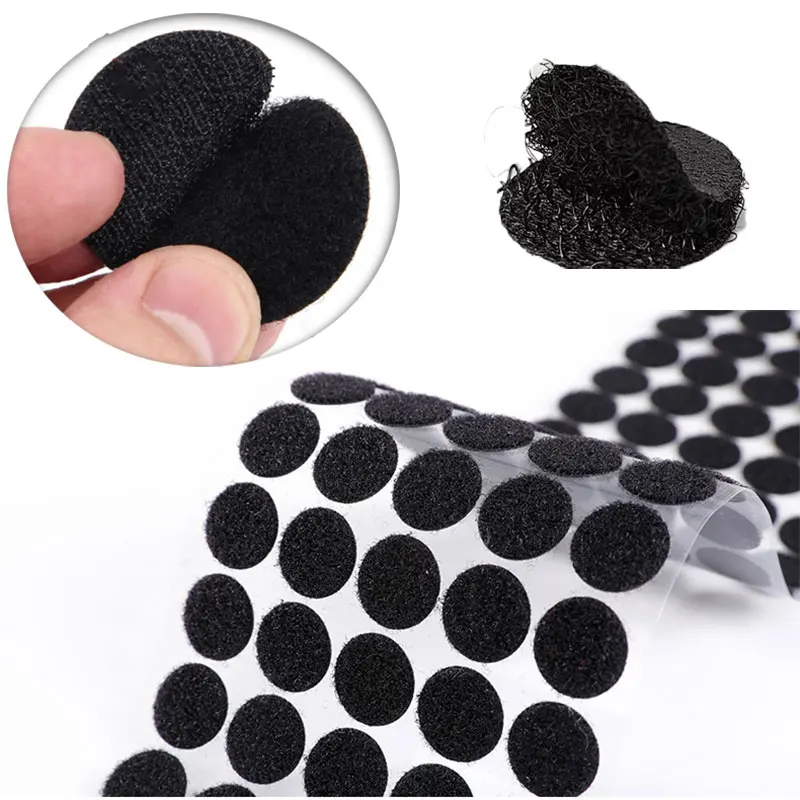 

100Pairs 10-30mm Self Adhesive Dot Fastener Hook Loop Tape Strong Glue Round Sticker For School Office DIY Crafts Supplies