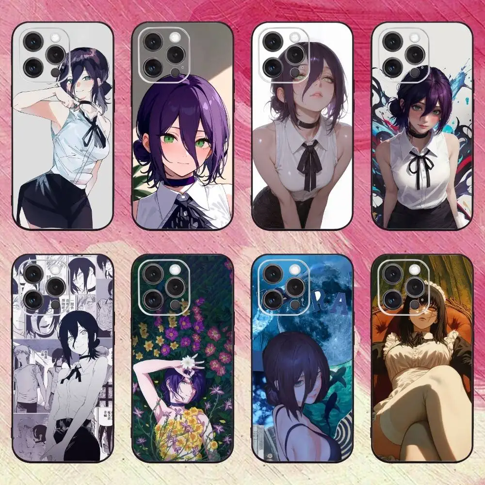 C-Chain-saw Man Reze  Phone Case  For iPhone17,16,15,14,13,12,11 Plus,Pro Max Soft Black Cover