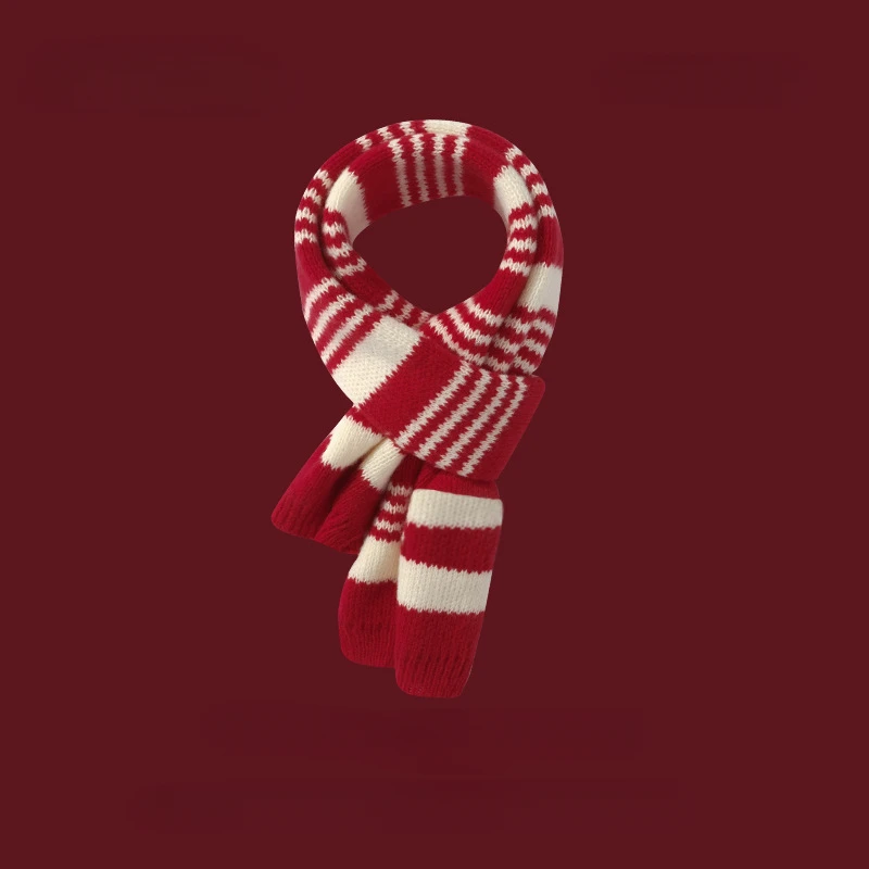Scarf Lady Winter Warm Christmas Scarf New Year\'s Gift Red High-end Children\'s Knitted Bear Parent-child Party Collar Gift