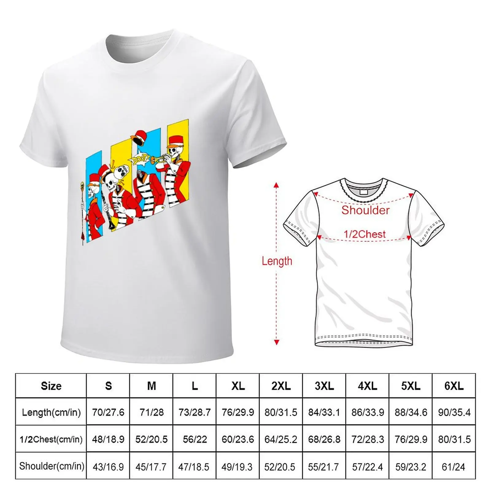 Skeleton Marching Band T-Shirt heavyweights sports fans Short sleeve tee men workout shirt