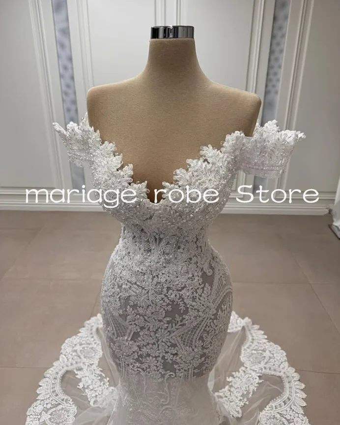 Summer Holiday Beach Mermaid Wedding Dresses Lace Applique Off Shoulder Customsized Long Garden Bridal Gown Garment