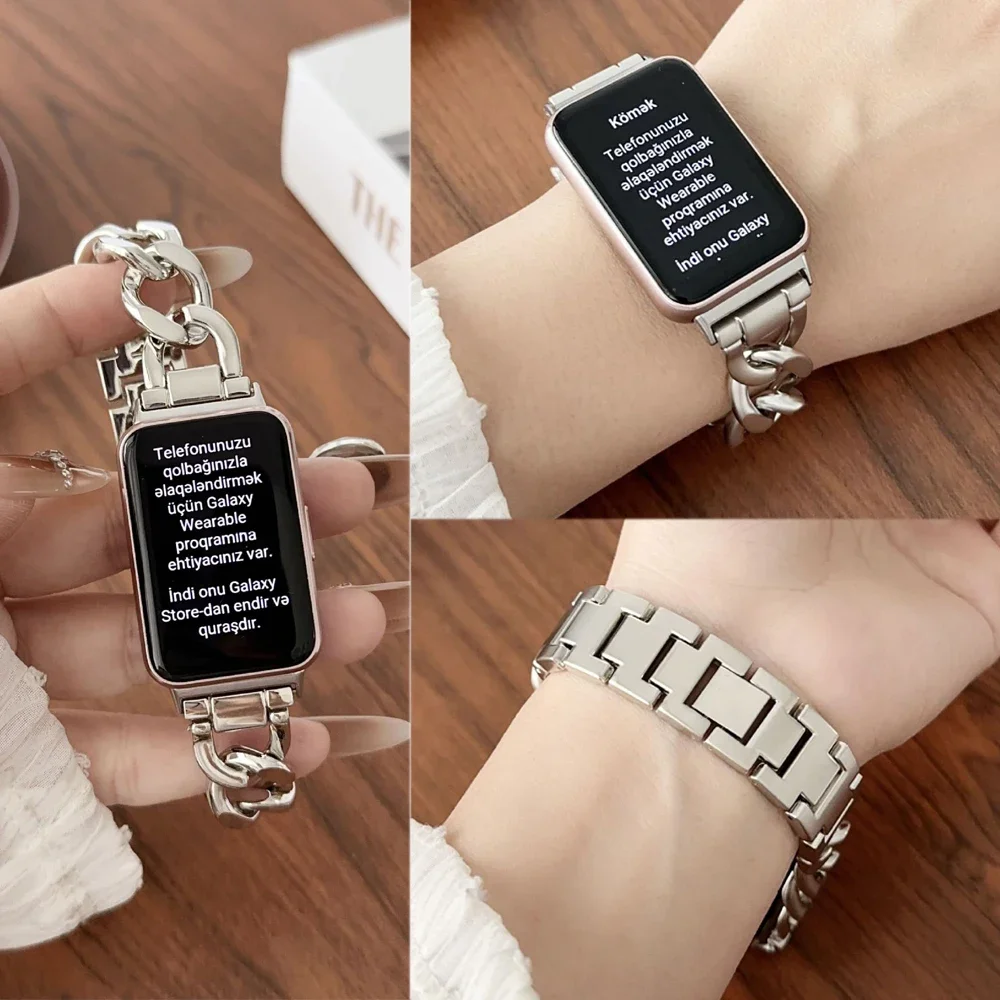 Edelstahlarmband für Samsung Galaxy Fit 3 Smart Watch Band Metallkette Armband Armband für Fit 3 Uhrenarmband Zubehör