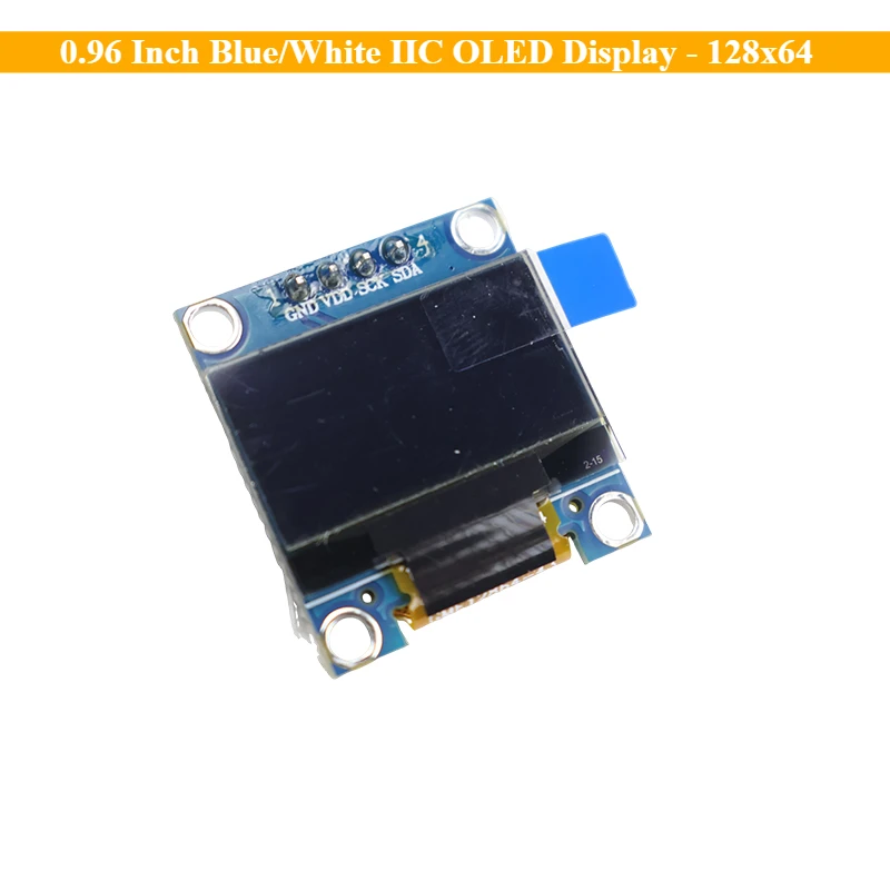 0.96 Inch Blue/White IIC OLED Display - 128x64 Pixels Arduino/RPi/ESP32 Compatible Low Power Compact for DIY & Embedded Projects