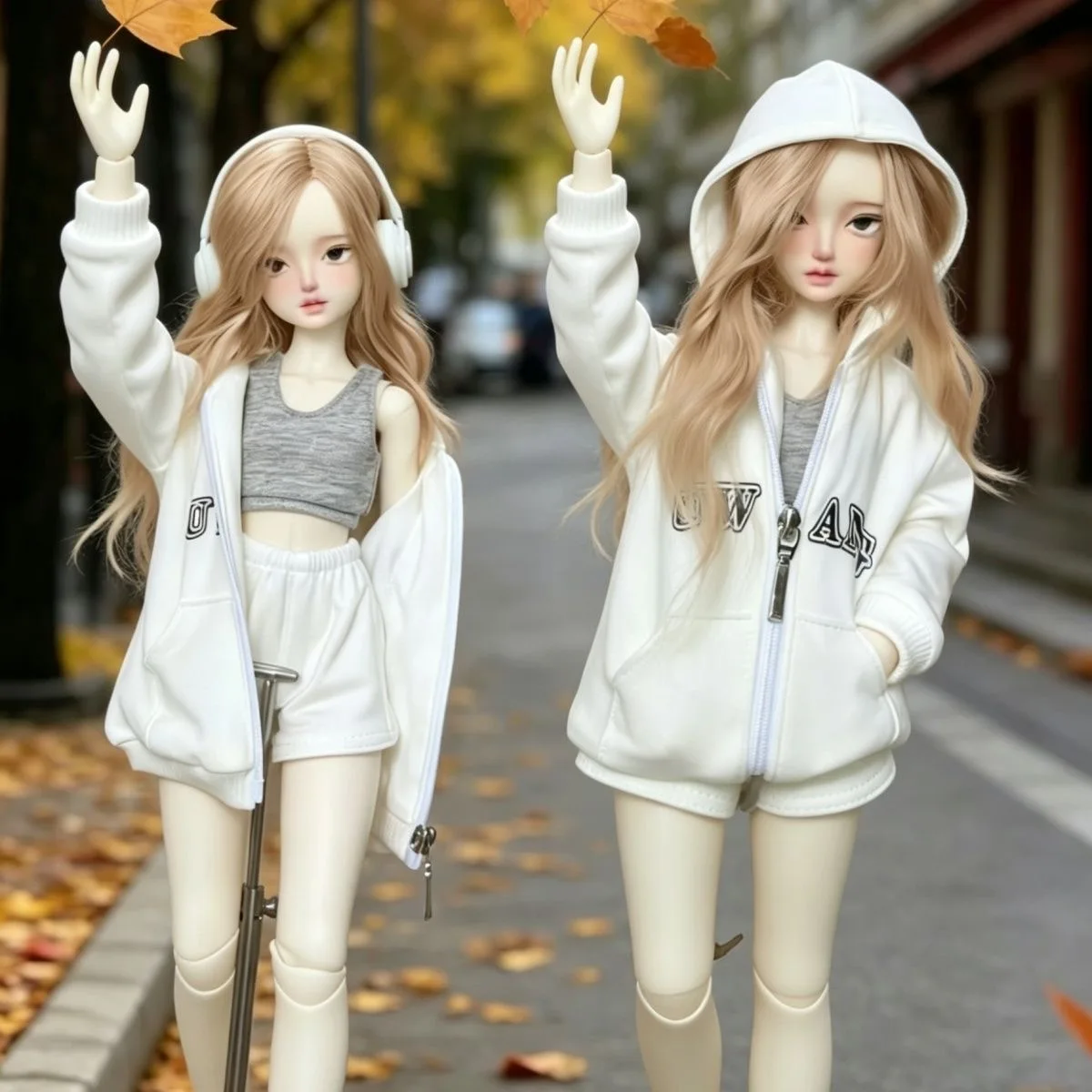 （customization 30day）BJD doll clothes suitable for 1/4 1/6 size hooded sweatshirt pants clothing set doll accessories (3 points) 2