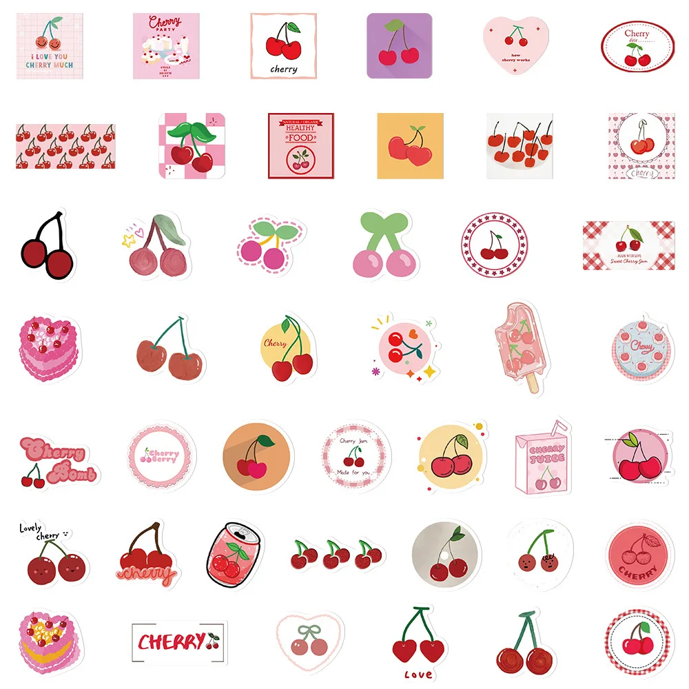 10/30/60/90PCS Pink Girl Heart Wine Heart Cherry Cartoon Stickers DIY Fridge Laptop Luggage Skateboard Graffiti Joke Sticker