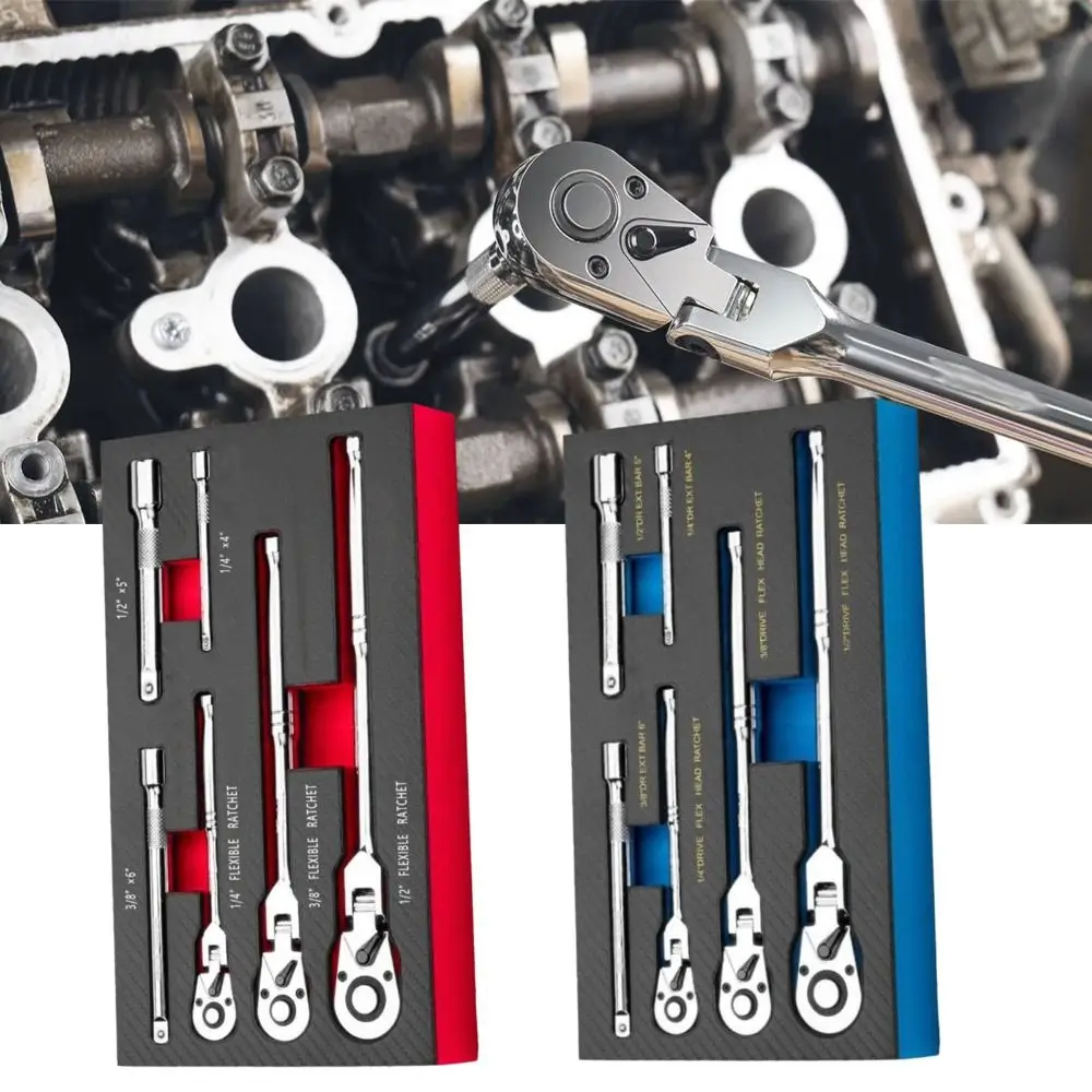 72 Tooth Flex Head Ratchet Set 180° Rubber Grip Swivel Head Ratchet Wrench Flex Head Design Adjustable Adjustable Ratchet Wrench