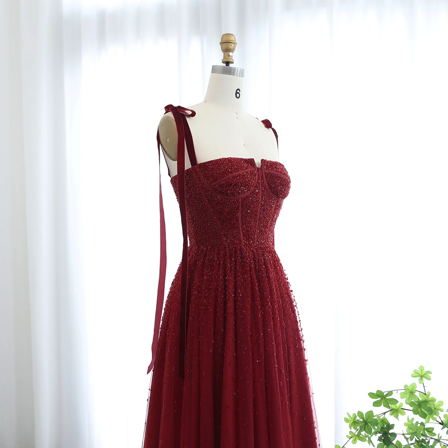 Sharon Said Luxury Beaded Wine Red Blush Pink Dubai Evening Dresses with Straps Women Arabic Wedding Party Gown SS263 Customized image 4