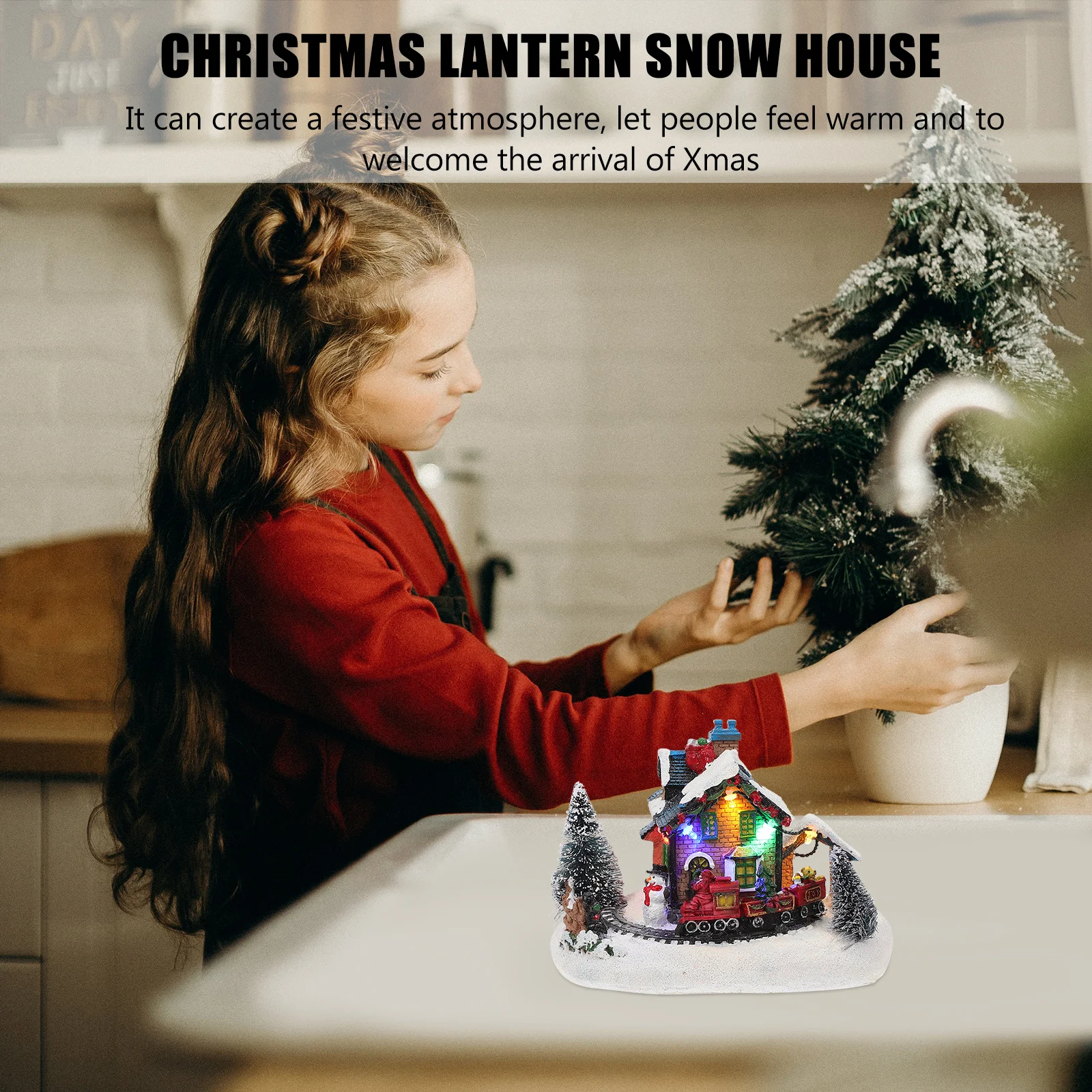 

1Pcs Xmas Luminous Resin Decorative Craft with Festive Lighting Effect for Holiday Home Party Desk Ornament Gift Idea