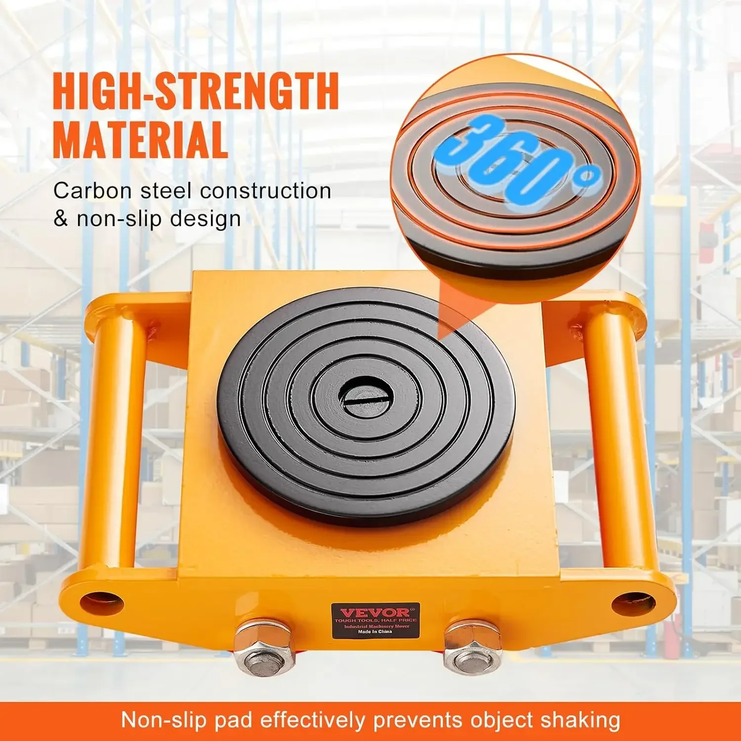 

4PCS Machinery Skate Dolly, 17637LBS/8T Industrial Machinery Mover, Heavy Duty Carbon Steel Machinery Moving Skate