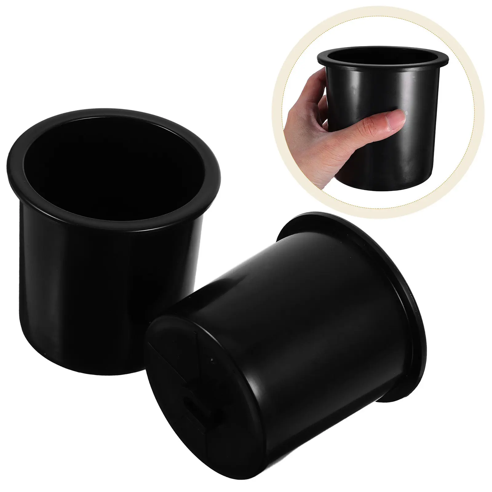 2Pcs Plastic Cup Holder with Stainless Steel Design Recessed Drink Storage for Boat Rv Truck Table Corrosion Resistant