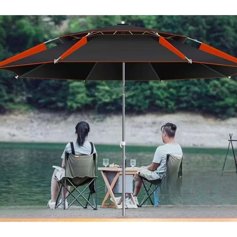 Fishing Umbrella 2.2m 2.4m, 360° Rotating Folding Rain Umbrella for Outdoor, UV Protection, Large Canopy for Anglers, Portable