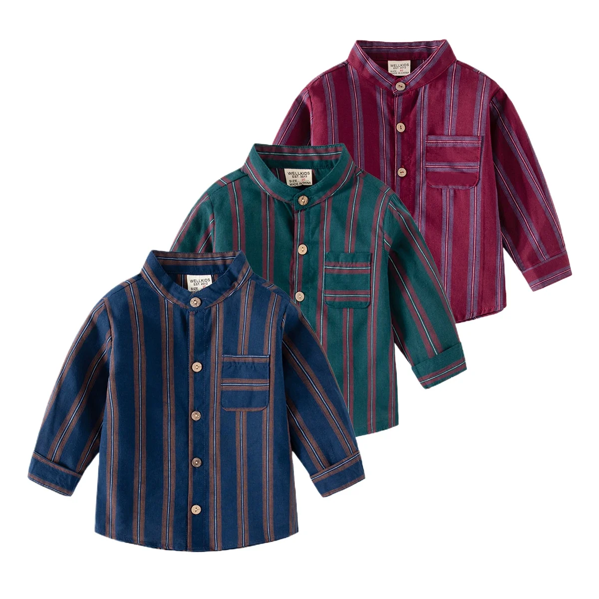 

Striped Mandarin Toddler Boys Shirts Kids Tops Long Sleeve Children's Clothes