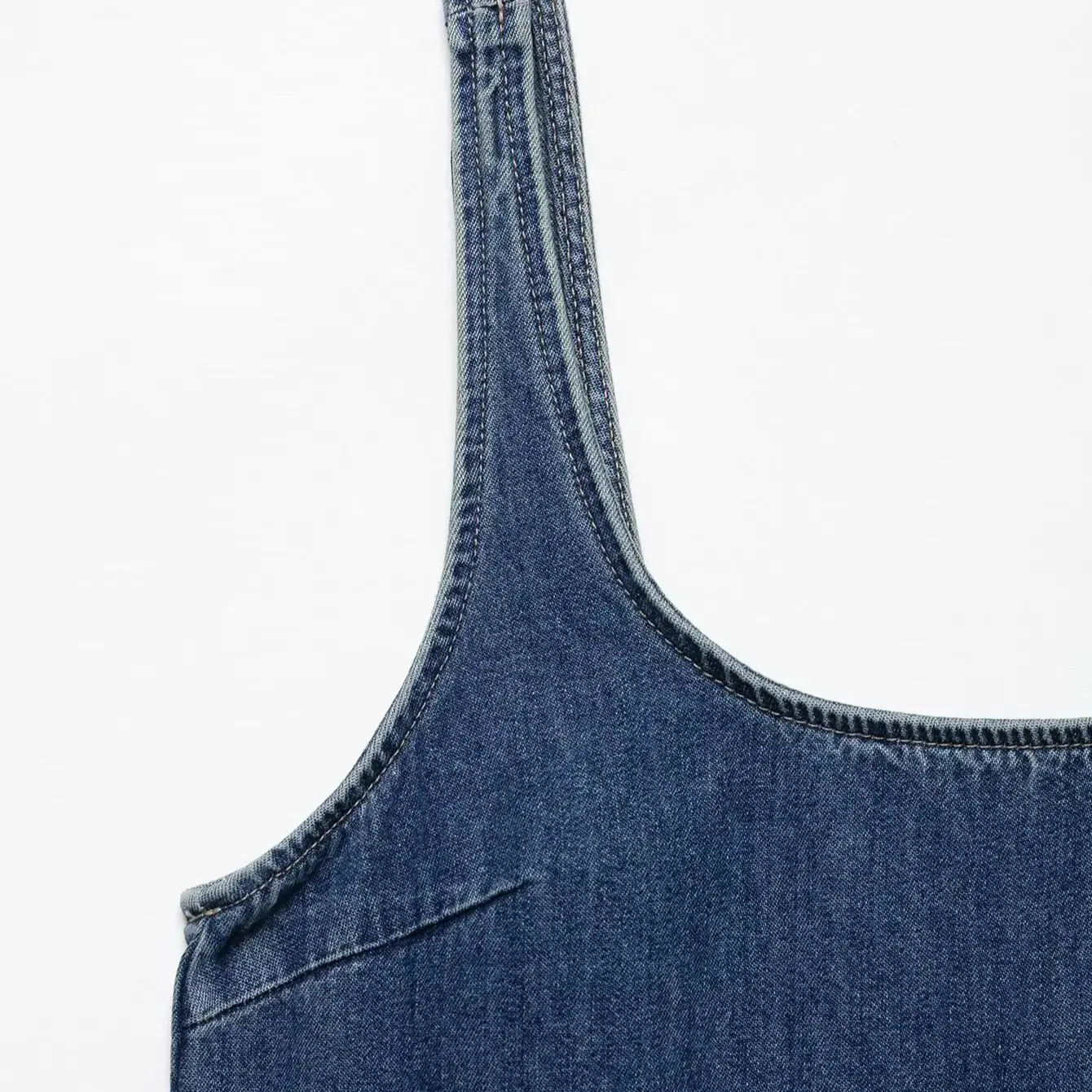 femmes Denim Mini robe dos ouvert col carré taille haute fermeture éclair dos plissé robe trapèze printemps été nouvelle femme Chic haut