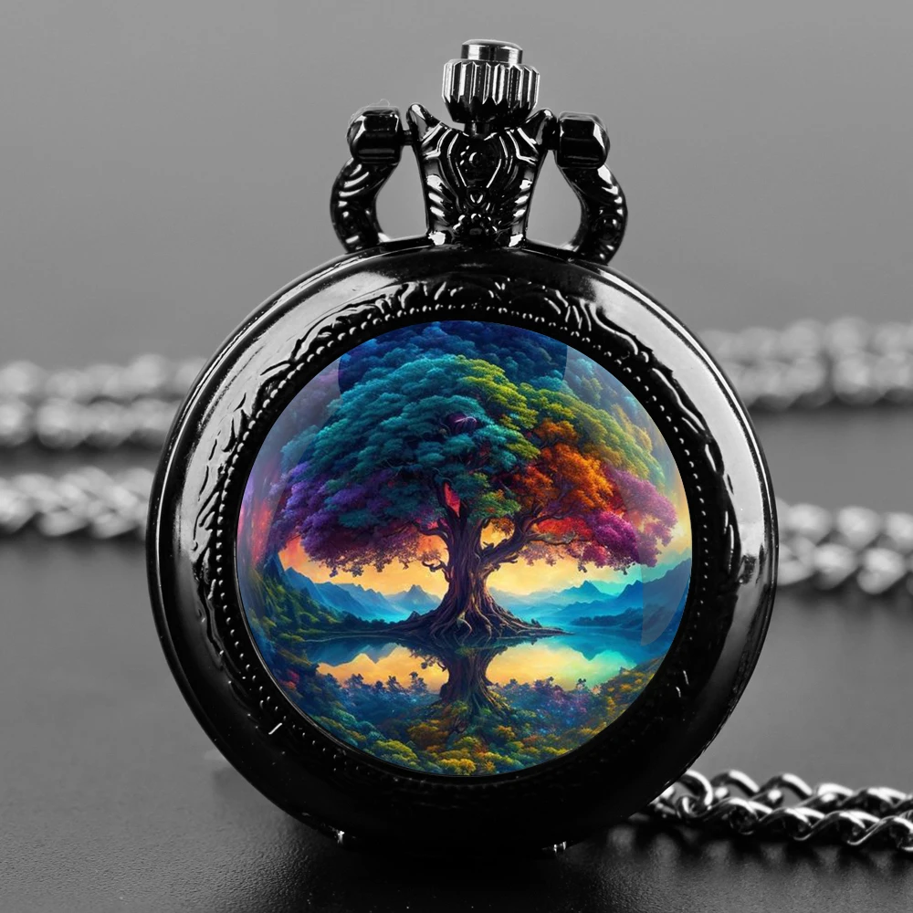 

Unique Creative Tree of Life Retro Quartz Pocket Watch Necklace Clock Pendant Unisex Mens Kids Vintage Fob Watches Jewerry Gift