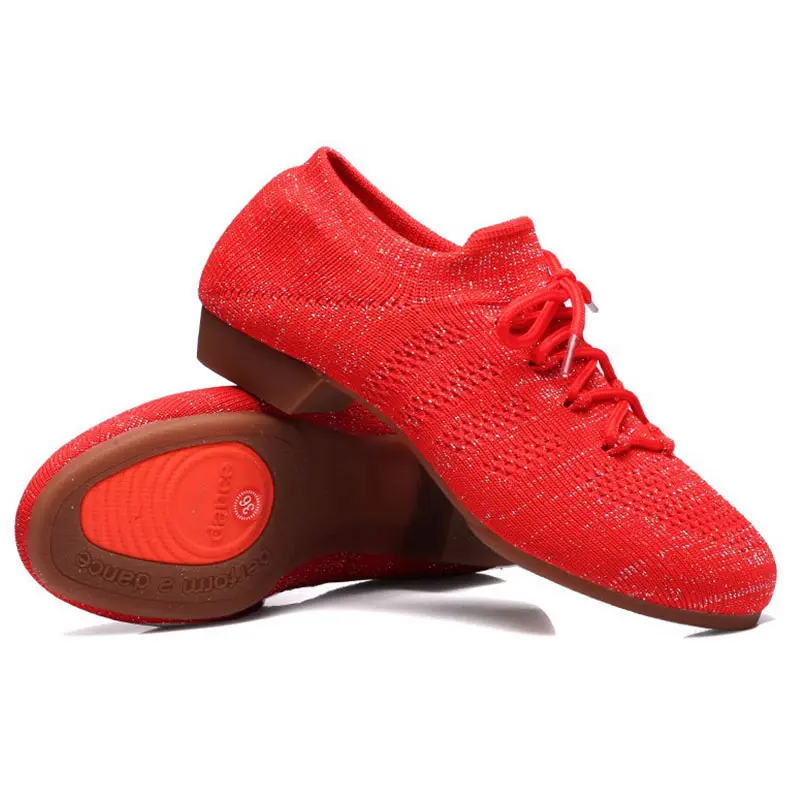 Women Dance Shoes Knitted Mesh Ballet Shoe Femininas Ballroom Dancing Women's Sneaker Woman Shoe Heel 2cm Ladies Shoe Size 35-42