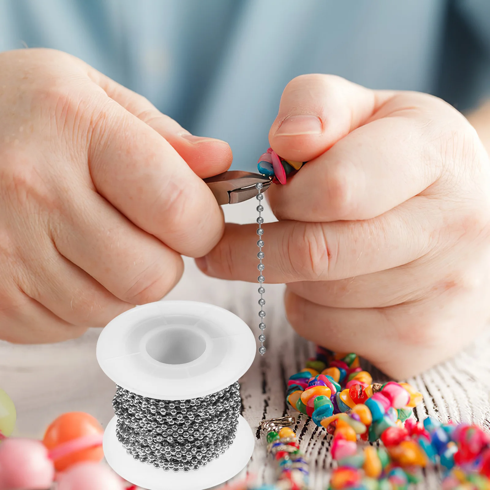 

20pcs Ball For Jewelry Making Diy Metal Bead Chain Extension Repair Kit Steel Beads Chain Necklace Bracelet Craft Supply