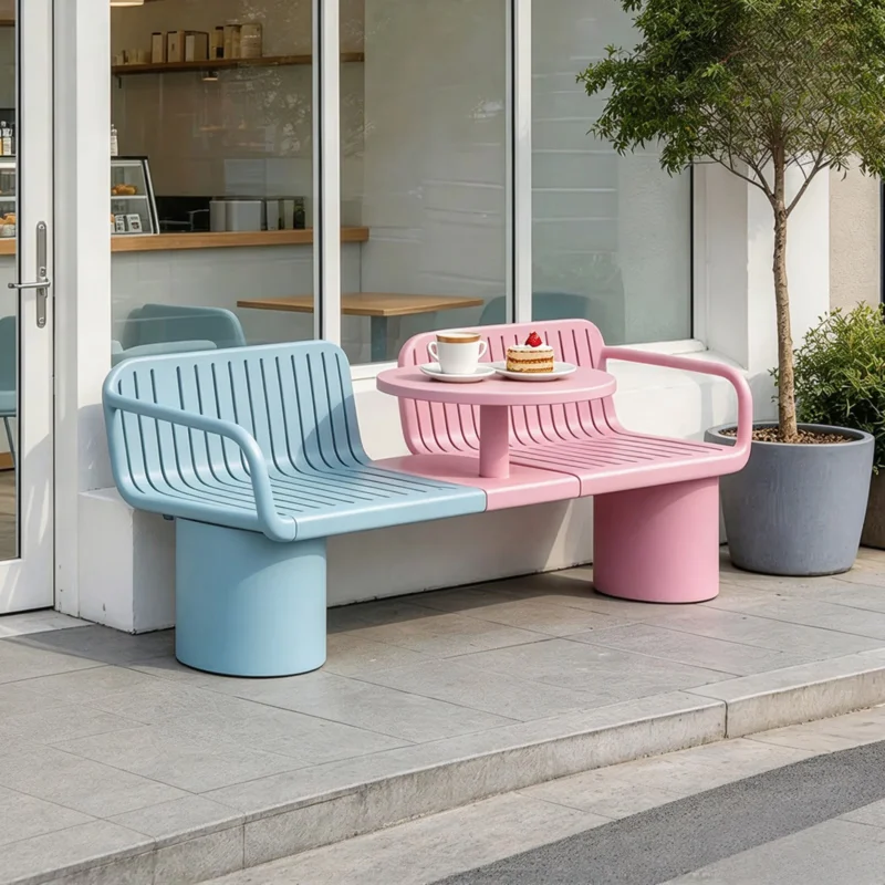 integrated outdoor leisure chair side table park bench can be customized creative popular seat suitable for store use