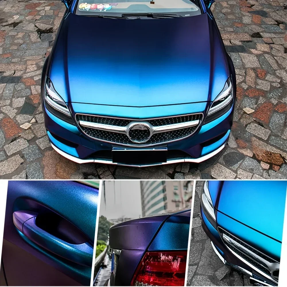 1pc 30*100cm car blue to purple pearl chameleon vinyl wrapping film, self-adhesive body sticker decal
