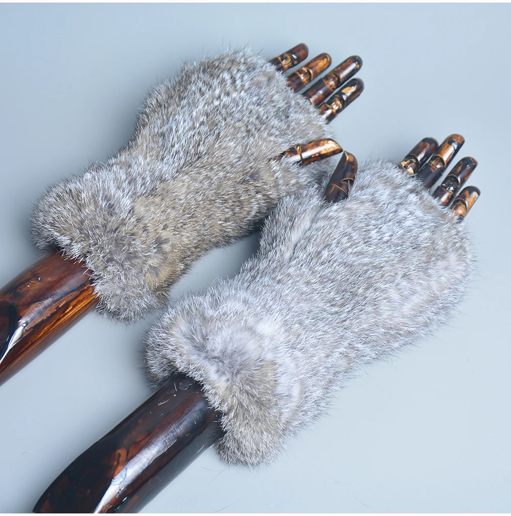 Lady Winter 100% Natural Real Rex Rabbit Fur Glove Women Soft Rex Rabbit Fur Glove Foashion Warm Knitted Genuine Fur Gloves
