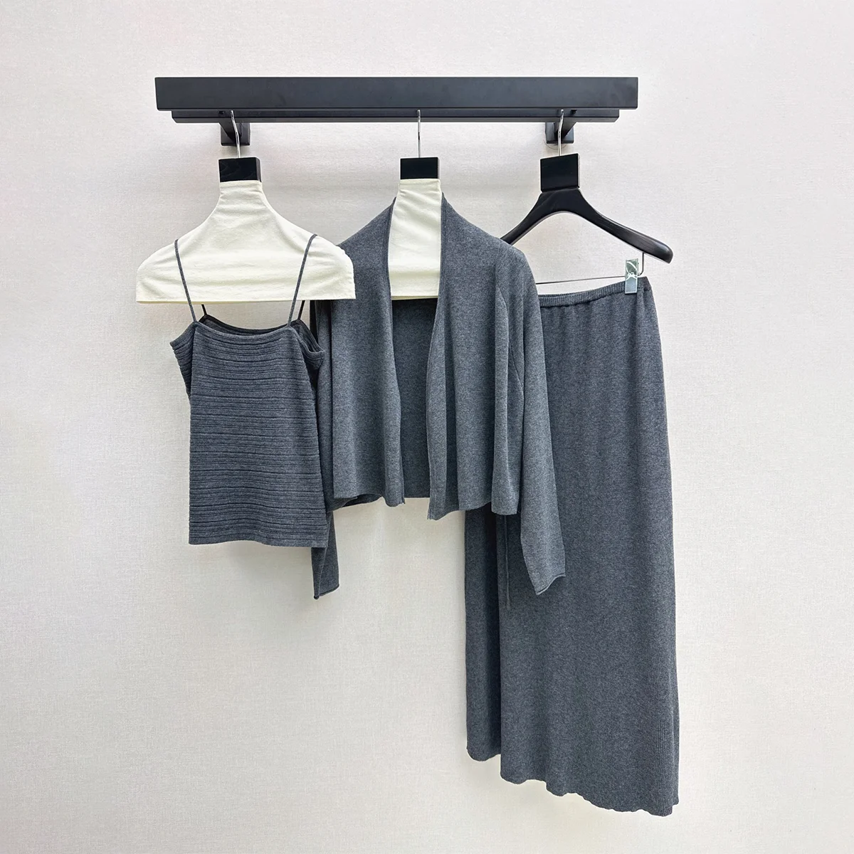 2026 High Quality Women's Thin Knitted Cardigan Skirt Set--2682270