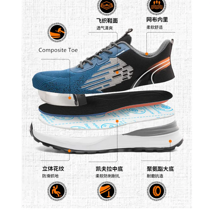 Composite Toe Cap Labor Shoes Sneakers For Men Puncture-Proof Security Protective Boots Indestructible Male Footwear