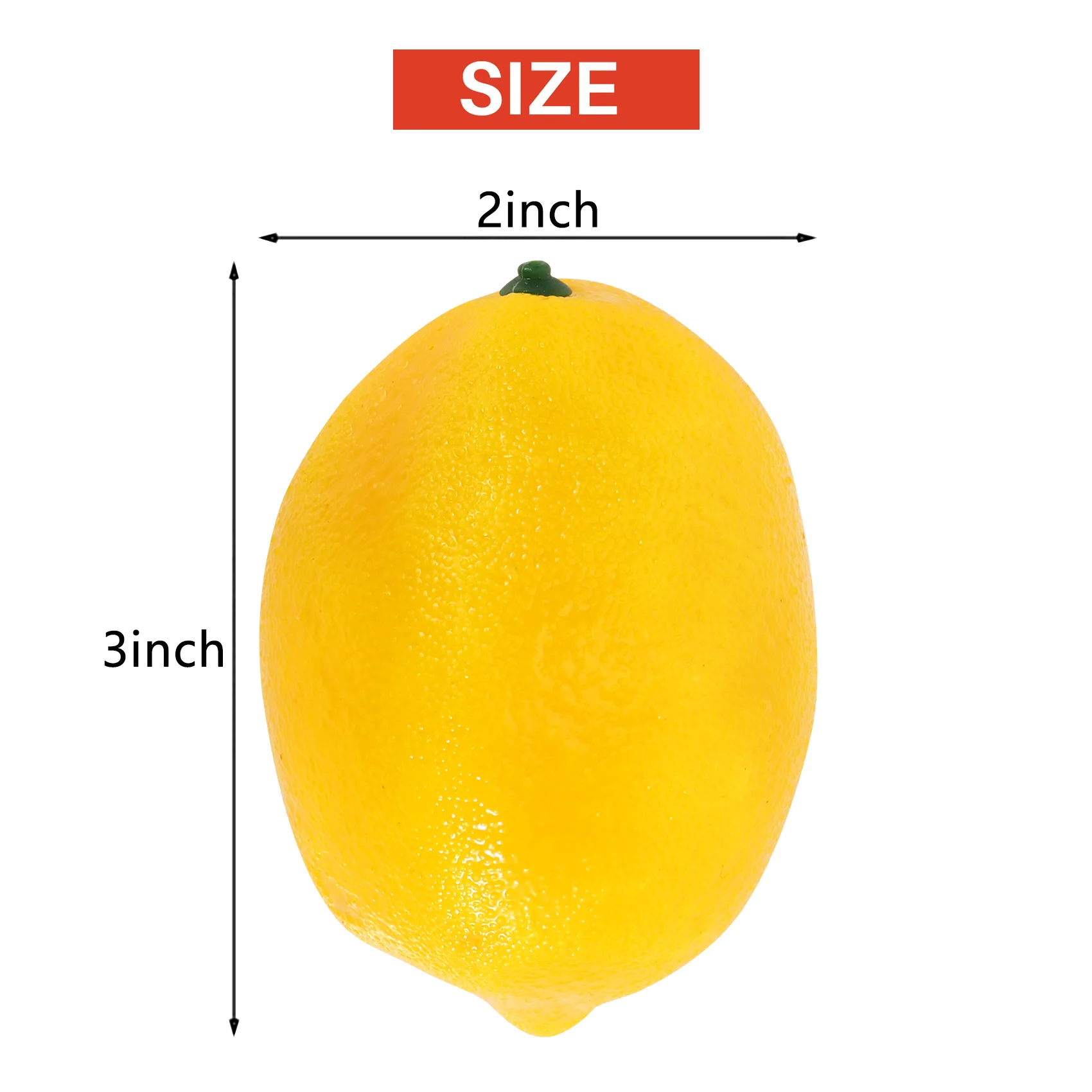 Limones artificiales de imitación, frutas amarillas de 3 pulgadas de largo X 2 pulgadas de ancho, 20 piezas