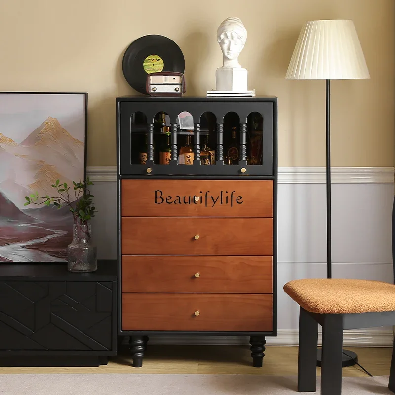 

ld 38 French retro solid wood chest, antique storage cabinet in bedroom