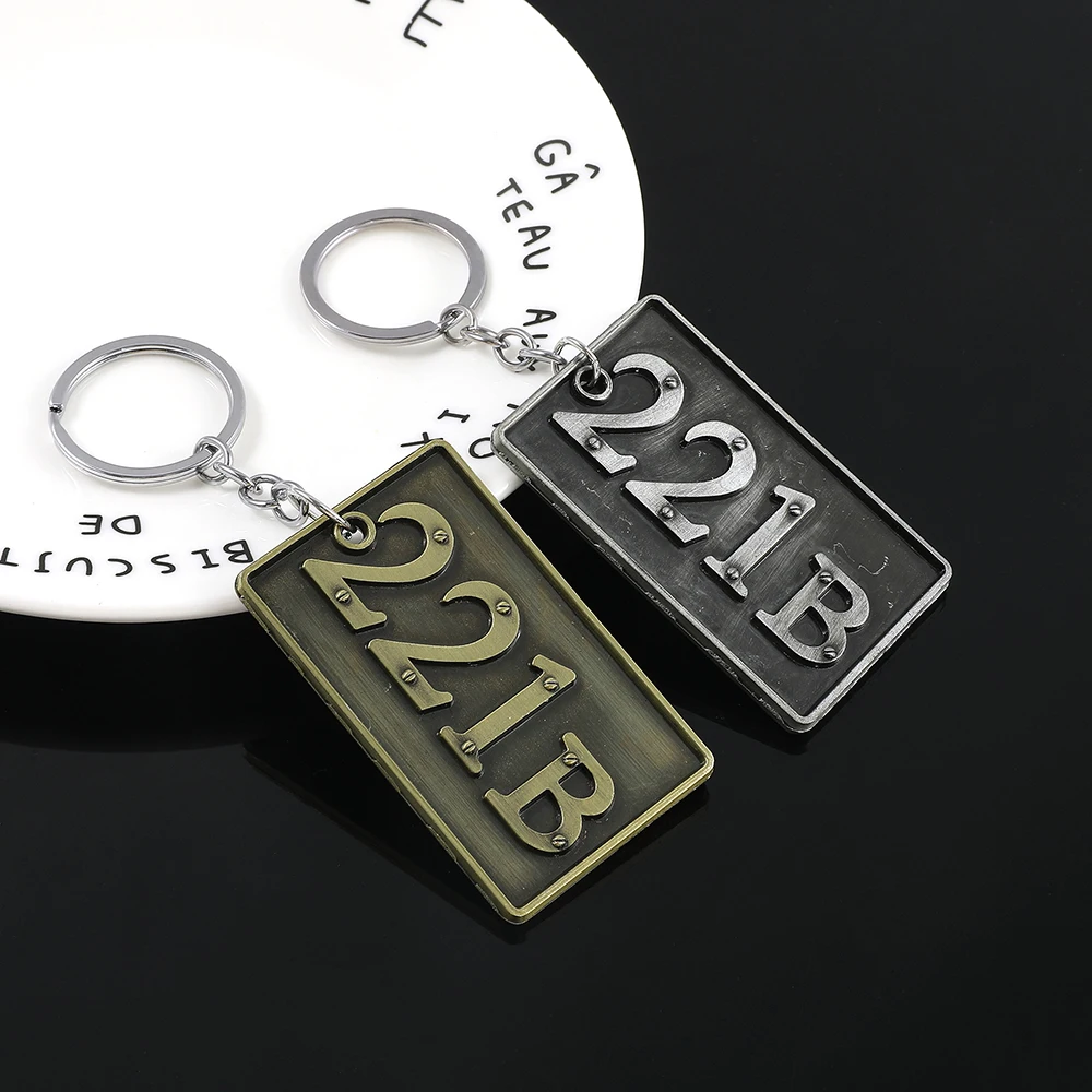 Movie Metal Keychain fashion Creativity Number 221B Nameplate Pendant Key Chain for Women Men Keyring Accessories
