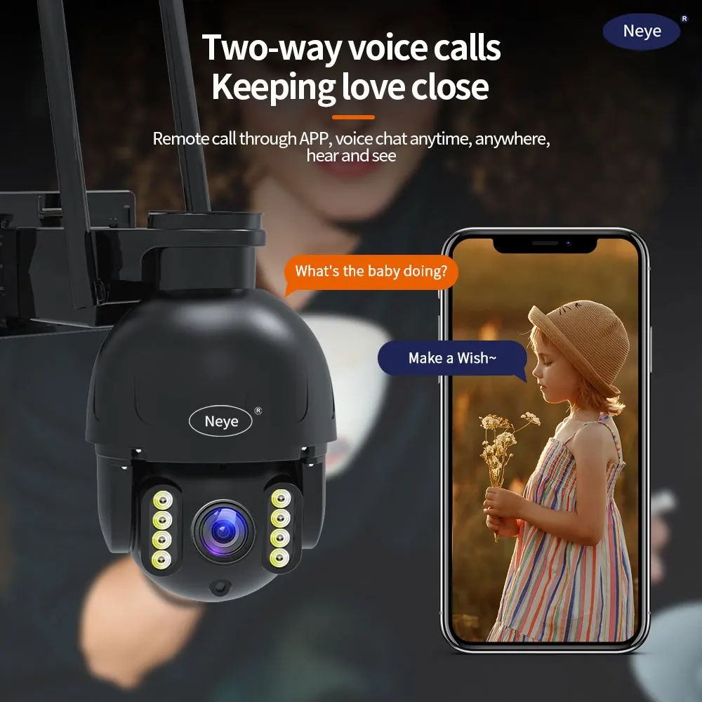 Neye SP100 4K/8MP WiFi Smart Home Camera Outdoor 30X Zoom High Speed Spherical IP Camera CCTV Video Security PTZ Camera