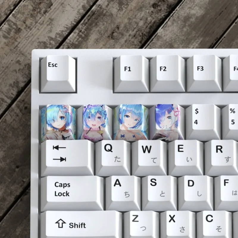 Re:ZERO Rem Ram Keycaps Anime thema keycap 4 toetsen Cherry hoogte PBT Vijfzijdige Thermische Sublimatie Mechanische Toetsenbord Keycaps