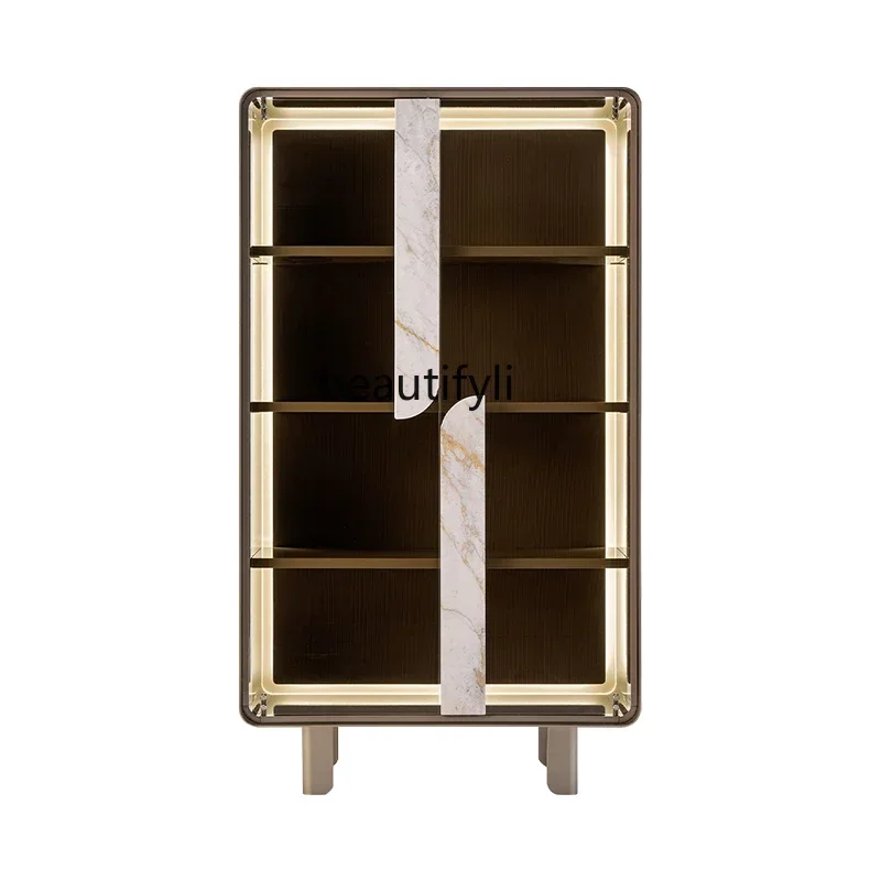 

new style Italian-Style Light Luxury Living Room Wall Floor Standing Storage Cabinet Designer High-End Home Glass Red Wine Displ