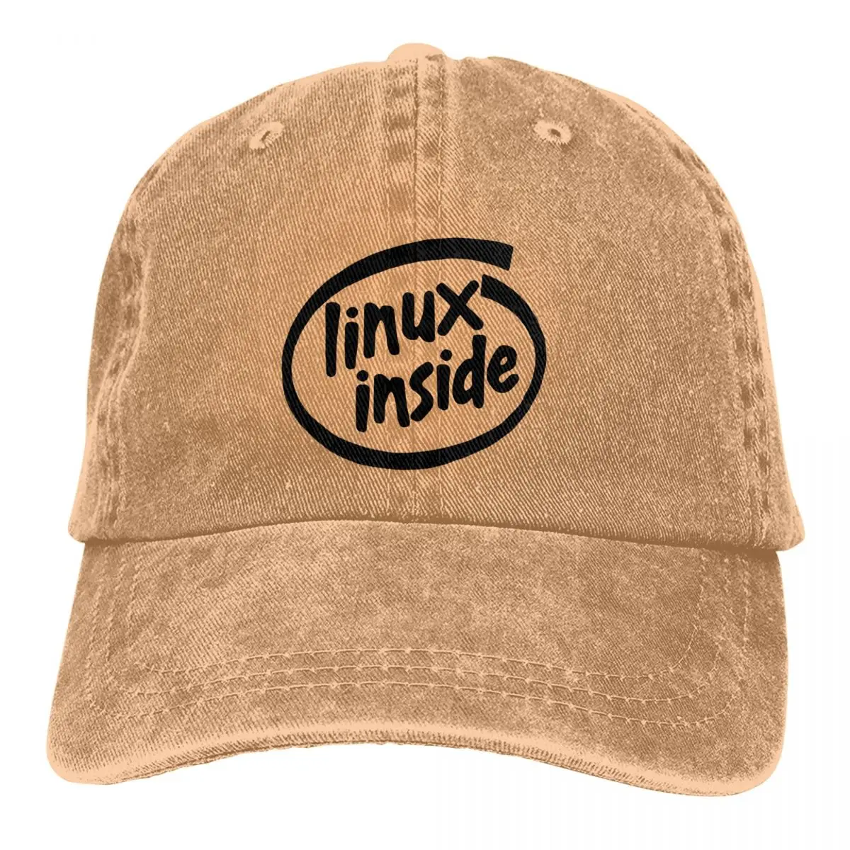 Washed Men's Baseball Cap Linux Inside Trucker Snapback Caps Dad Hat Linux Operating System Golf Hats