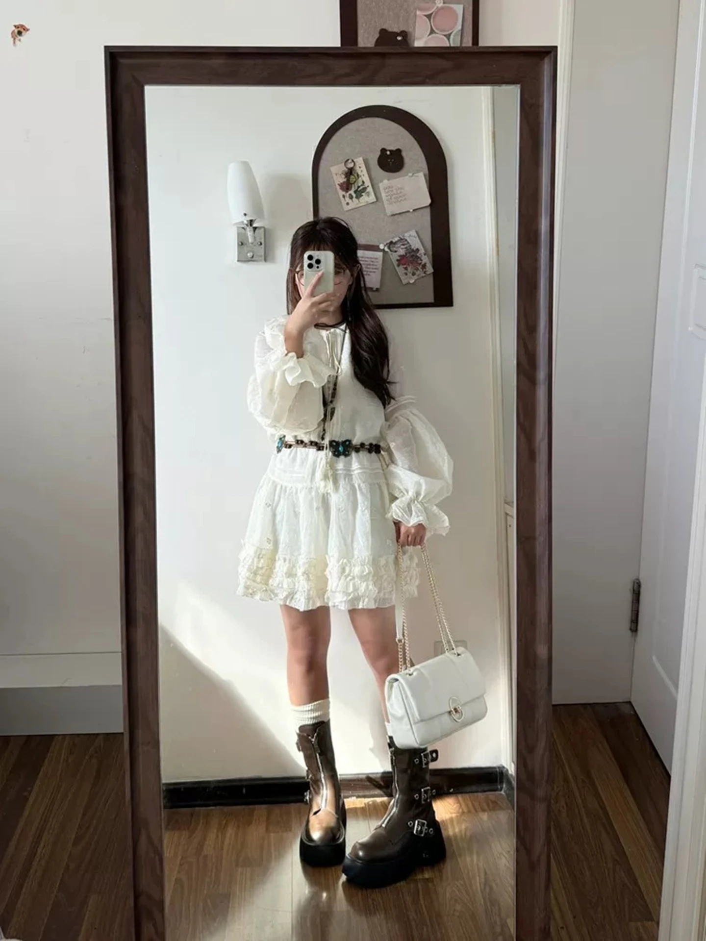 Abiti Abito da donna Kawaii Autunno Cupro Pieghettato a strati a vita alta Midi Orlo obliquo Personalità esotica artistica Telai a contrasto