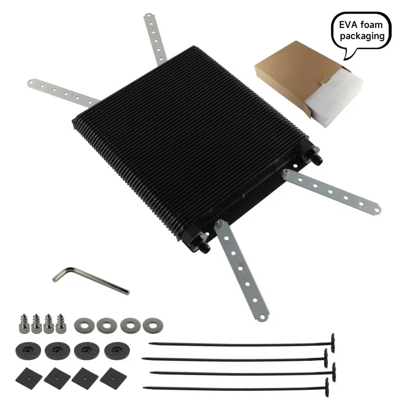 

48 Row 96-Plate Oil Cooler Transmission w/ AN6 / AN8 / AN10 / AN12 Fittings Universal For VW Baja Beetle Karmann Aluminum Black