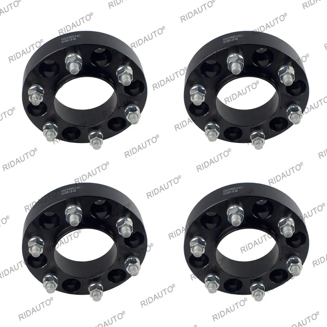 For FORD RANGER EVEREST BT50  6 x 139.7 CB 93.1 WITH M12 X 1.5 OPEN NUTS IN BLACK 35mm Thickness BOLT ON HUB CENTRIC SPACERS