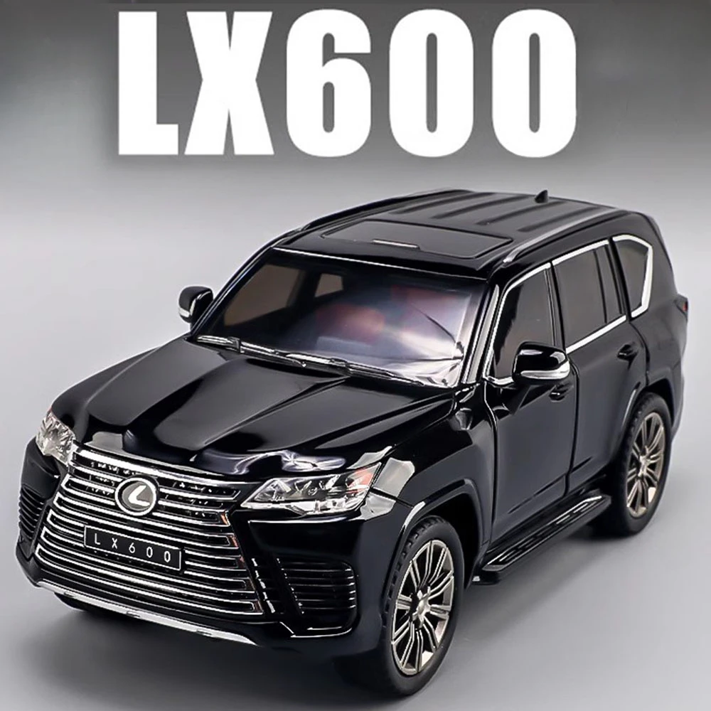 Modèles de voitures jouets LX600 ES300, échelle 1:24, en alliage moulé sous pression, portes SUV ouvertes, son et lumière, pneus en caoutchouc, véhicules pour enfants, cadeaux