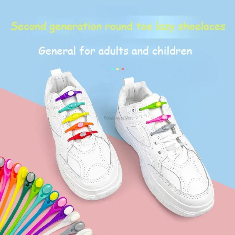 12 Pcs Silicon Elastic Laces Sneakers Shoelaces Without Ties Rubber Band for Casual Shoes Men Women Sport Shoes Lazy Accessories