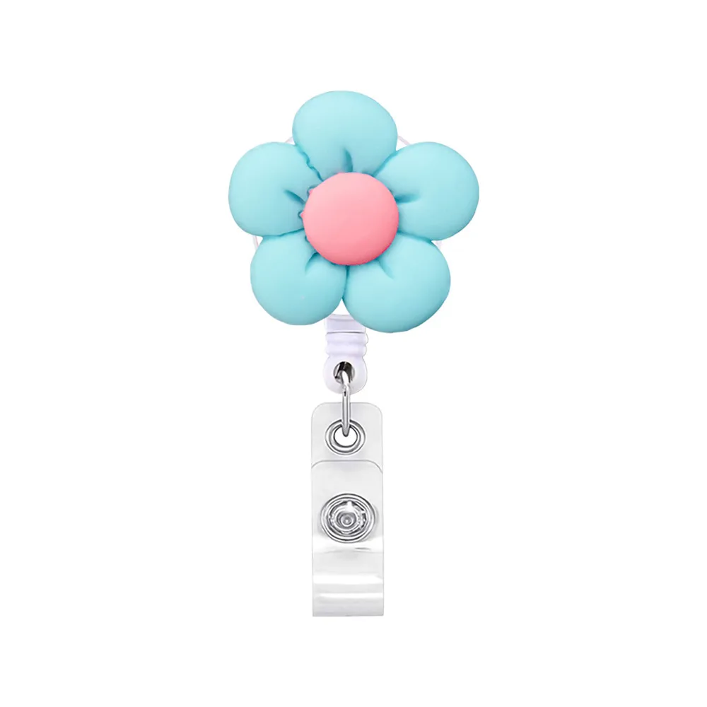 Soporte retráctil de flores para tarjeta de identificación, accesorio para llavero, regalo de joyería, novedad